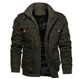 Urban Leather Jacket Autumn and Winter Men's Hooded Fleece-Lined Thick Embroidery Coat