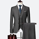 Mens Black Suit Men's Business Casual Slim-Fitting Suit Three-Piece Suit Suit Black