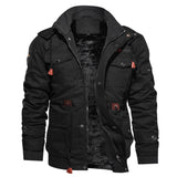 Urban Leather Jacket Autumn and Winter Men's Hooded Fleece-Lined Thick Embroidery Coat