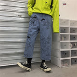 Anime Print Jeans Denim Pants Vintage Printed Jeans Baggy Straight Trousers