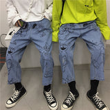 Anime Print Jeans Denim Pants Vintage Printed Jeans Baggy Straight Trousers