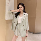 Women Pants Suit Uniform Designs Formal Style Office Lady Bussiness Attire Fashion Small Suit Shorts Set Three-Piece Set