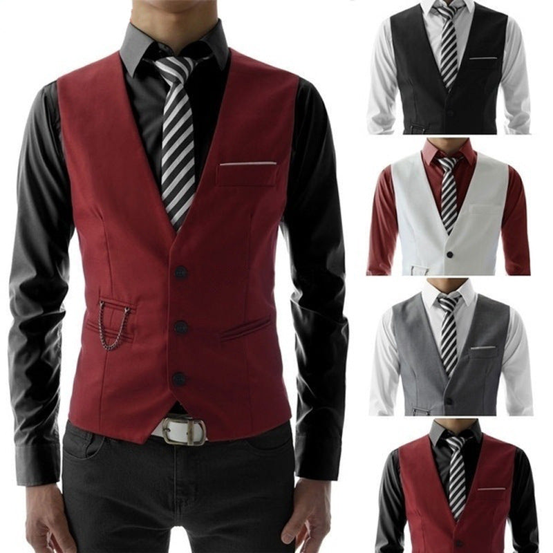 Mens Dress Vests Business Waistcoat Men's Casual Suit Vest