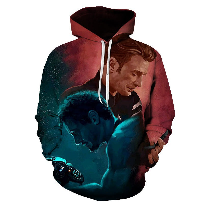 Captain America Hoodie Autumn and Winter Iron Man 3D Printed Sweater Large Size Long Sleeve Hooded Sweater