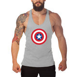Captain America T Shirt Fitness I-Shaped Vest Men's Bodybuilding Sports Hurdle Weight Lifting Vest