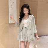 Women Pants Suit Uniform Designs Formal Style Office Lady Bussiness Attire Fashion Small Suit Shorts Set Three-Piece Set