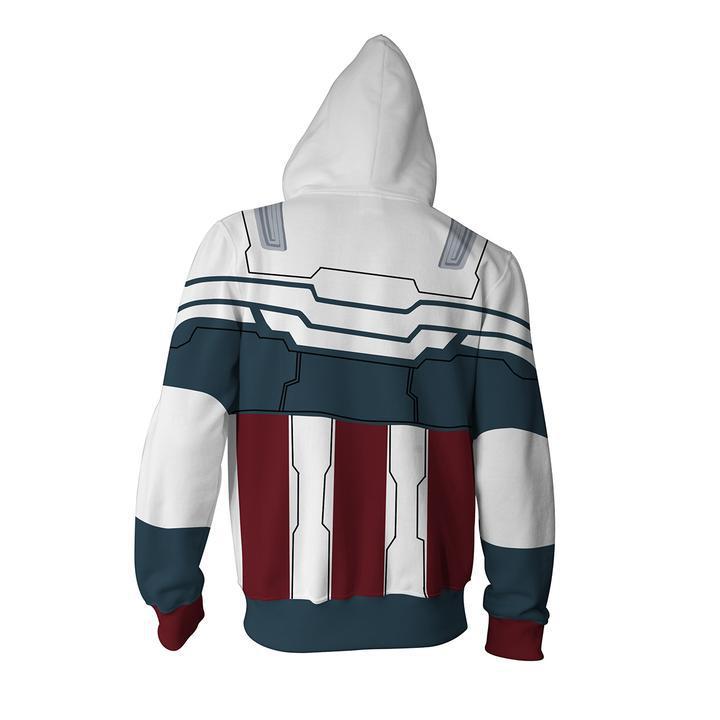 Captain America Hoodie Avengers 3D Digital Printed Full-Zip Cardigan Hooded Sweater