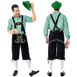 Lederhosen German Traditional Beer Festival Clothing Black and White Plaid Shirt Men Brown Beer Suspenders with Hat
