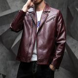 80's Leather Jacket Men's Leather Coat Suit Collar Leather Jacket Men