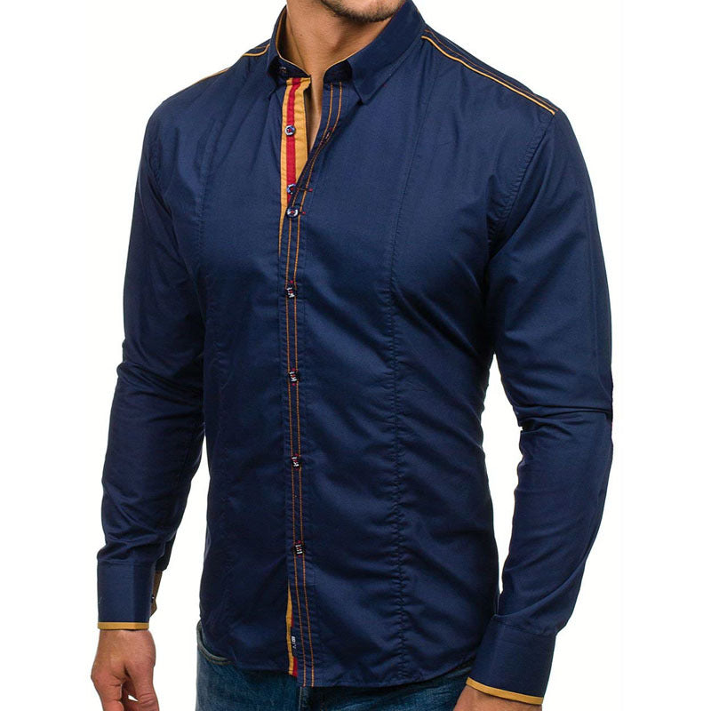 Men's Slim-Fit Assorted Colors Long-Sleeved Fashionable Casual Trendy Men Shirt