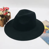Fedora Hat Autumn and Winter Women's British Vintage Wool Big Brim Top Hat Solid Color Wide Brim Casual Fedora Hat