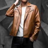 80's Leather Jacket Men's Leather Coat Suit Collar Leather Jacket Men