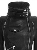 Studded Jackets Zipper Stitching PU Leather Jacket Coat Short Leather Clothing with Stand Collar