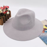 Fedora Hat Autumn and Winter Women's British Vintage Wool Big Brim Top Hat Solid Color Wide Brim Casual Fedora Hat