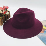 Fedora Hat Autumn and Winter Women's British Vintage Wool Big Brim Top Hat Solid Color Wide Brim Casual Fedora Hat