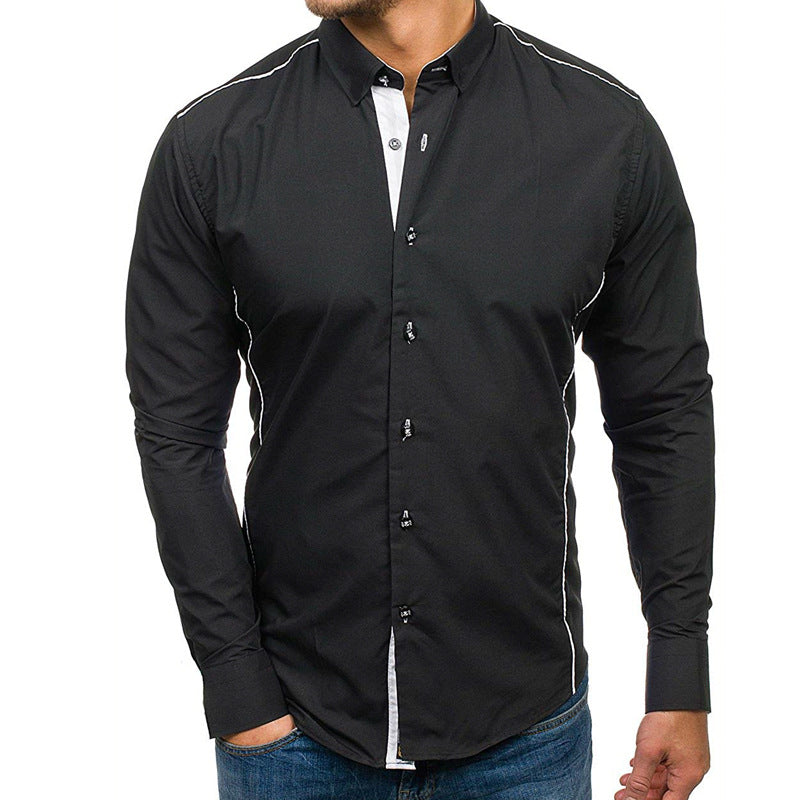 Men's Long Sleeve Slim Striped Shirt Large Size Fashion Casual Shirt Men Shirt