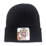 Wolf Print Cap Autumn Winter Embroidery Wolf Cock Animal Woolen Cap Slipover Knitted Hat