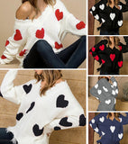 Valentine's Day Outfits Autumn and Winter Sweater Women's Loose Pullover Heart-Shaped Multi-Part V-neck Sweater