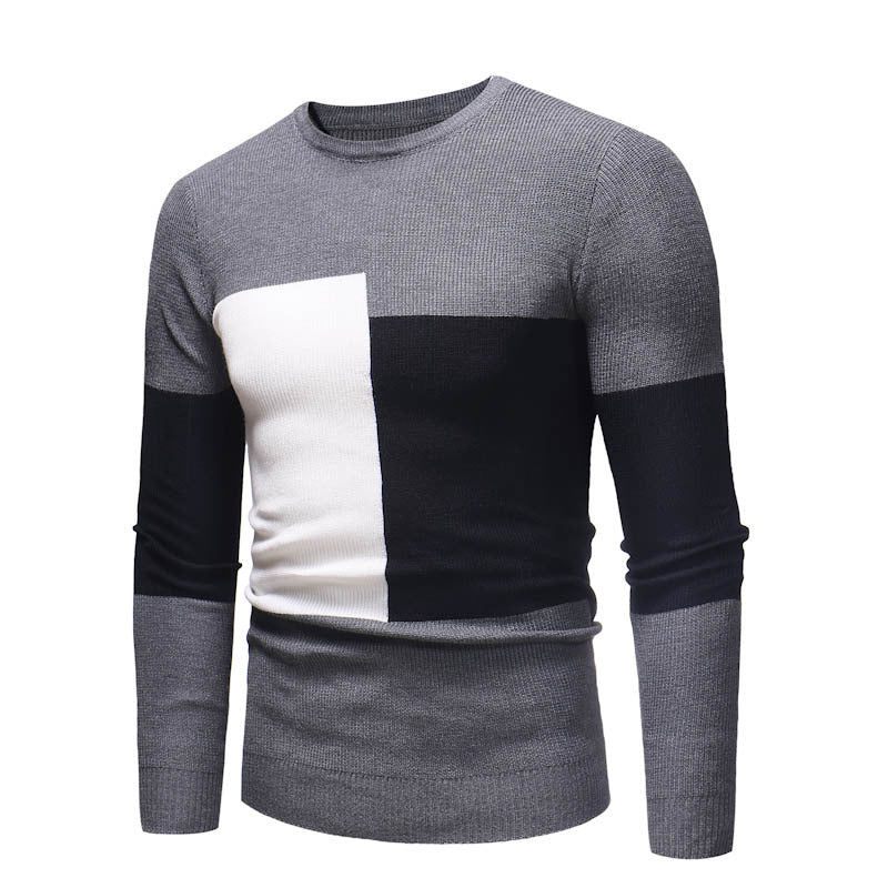 Men's Round Neck Slim-Fit Thin Sweater Fashion Trend Leisure Pullover Bottoming Shirt Men Pullover Sweaters