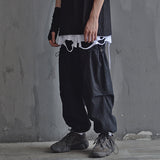 Men's Hiphop plus Size Retro Sports Trousers Loose Cropped Pants Men Pants