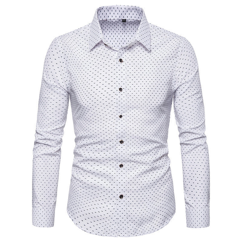 Men's Slim-Fit Floral Long-Sleeved Fashion Business Casual plus Size Trend Men Shirt