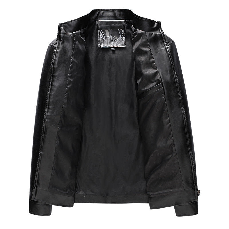 Spring and Autumn Stand Collar Middle-Aged and Elderly Leather Clothing Men's Leather Locomotive Leather Coat Men Pu Jacket