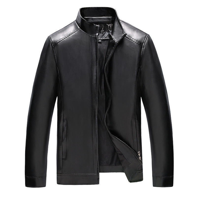 Spring and Autumn Stand Collar Middle-Aged and Elderly Leather Clothing Men's Leather Locomotive Leather Coat Men Pu Jacket