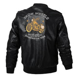 Urban Leather Jacket Autumn Men's Leather Military Leather Jacket Men's Slim round Neck Motorcycle Leather Coat