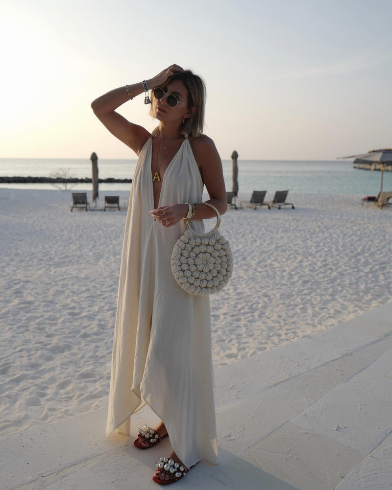 Bohemian Chic Wedding Dress Sexy Sleeveless Halter Backless Dress