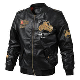 Urban Leather Jacket Autumn Men's Leather Military Leather Jacket Men's Slim round Neck Motorcycle Leather Coat