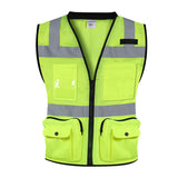 Men's Vest Safety Vests with Pockets Reflective Clothing for Outdoor Work-Supply Reflective Waistcoat Mesh Vest Traffic Warning Reflective Coat Multi-Functional Protective Clothing Building Sanitation Road Administration