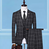 Mens Prom Suits British Style Suit Men's Youth Business Casual Formal Wear Three-Piece Suit Men's Suit