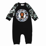 A Ape Print Toddler Romper Jumpsuit Camouflage Long Sleeve Romper Environmental Protection Knitted Cloth Baby Clothes