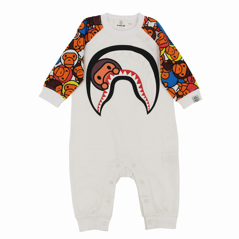 A Ape Print Toddler Romper Jumpsuit Full Printed Pattern Long Sleeve Romper Environmental Protection Knitted Cloth Baby Clothes