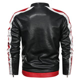 Spring and Autumn Stand Collar Leather Coat Youth Slim-Fit Contrast Colors PU Leather Men's Pu Jacket