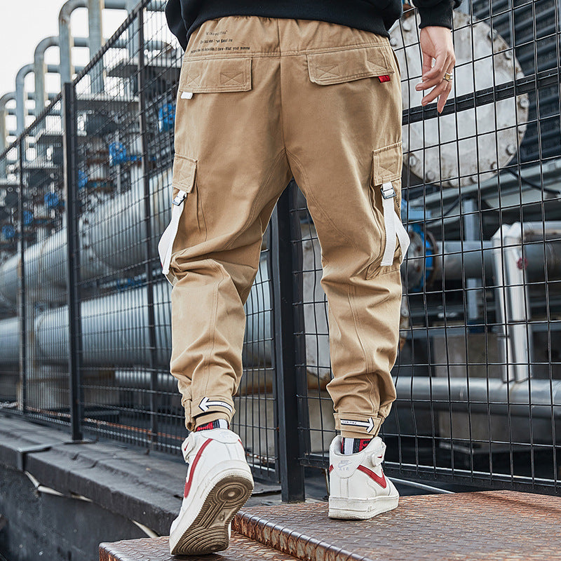 Men's Fall plus Size Sports Loose Solid Color Trousers Casual Men's Cargo Pant