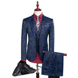 Mens Prom Suits Men's Slim-Fit Printed Suit Groom Wedding Suit plus Size Men's Jacquard Suit Three-Piece Suit
