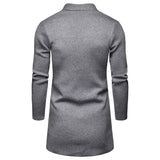 Men's Solid Color Fashion Casual Mid-Length Cardigan Knitted Sweater Coat Men Cardigan Sweater