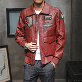 Hand Painted Leather Jackets Men Lapel Embroidery Motorcycle Clothing Spring and Autumn