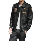 Hand Painted Leather Jackets Men Lapel Embroidery Motorcycle Clothing Spring and Autumn