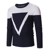 Winter Men's round Neck Contrast Color Inverted Triangle Fashion Leisure Pullover Knitwear Sweater Men Pullover Sweaters