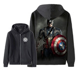 Captain America Hoodie Avengers 3D Zipper Hooded Sweatshirt Sweatshirt