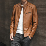 Urban Leather Jacket Fall Winter Men Casual Leather Clothing Motorcycle Jacket