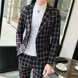 Mens Graduation Outfits Spring and Autumn Men's Suit Set Slim Fit Youth Fashion Trendy Suit Suit