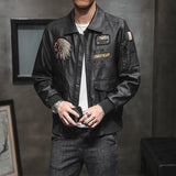 Hand Painted Leather Jackets Men Lapel Embroidery Motorcycle Clothing Spring and Autumn