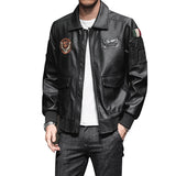 Hand Painted Leather Jackets Men 'S Leather Jacket Slim-Fitting Biker Lapel Leather Jacket Embroidery