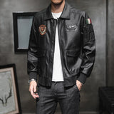 Hand Painted Leather Jackets Men 'S Leather Jacket Slim-Fitting Biker Lapel Leather Jacket Embroidery