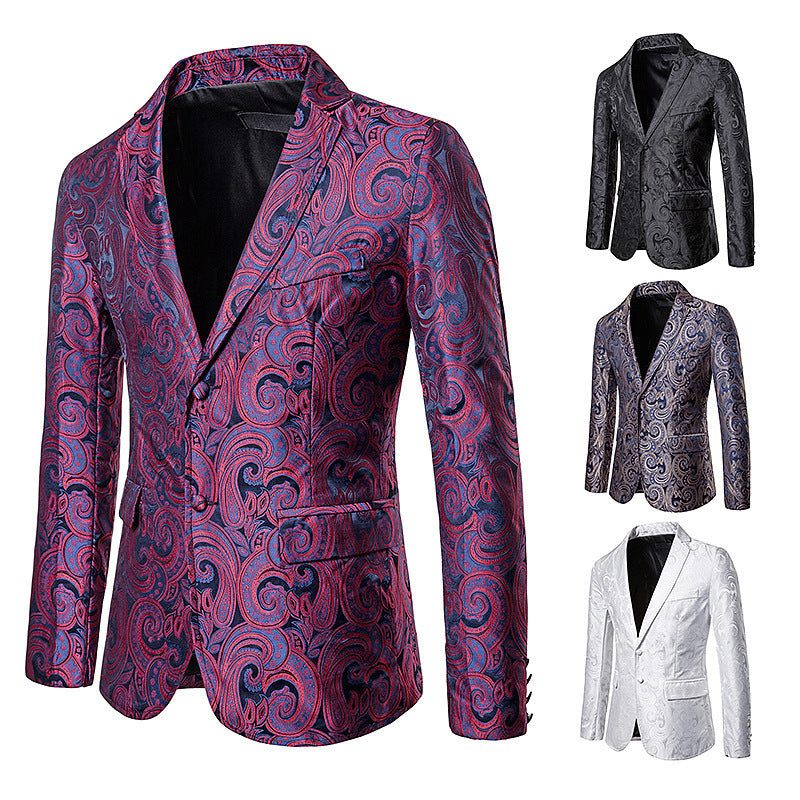 Men's Clothing Casual Suit Top Men's Big Paisley Two-Button Suit Coat Jacket Trendy Men's Suits Jacket Men Blzer