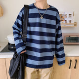 Men Long Sleeve T-Shirts Striped Bottoming Shirt Autumn Clothes