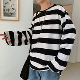 Men Long Sleeve T-Shirts Striped Bottoming Shirt Autumn Clothes